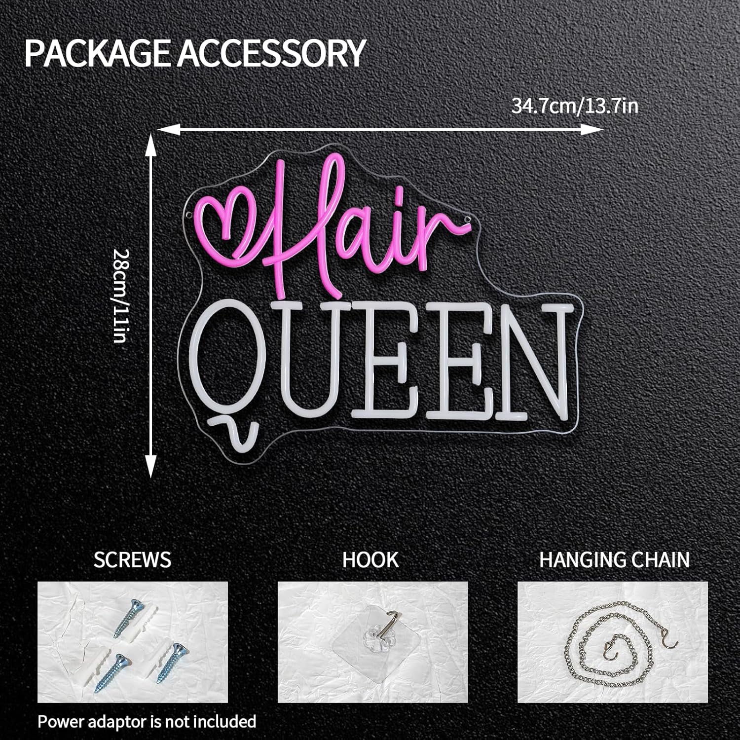 Hair Queen Neon Sign USB Power - Beauty Queen Makeup Studio reseña y precio