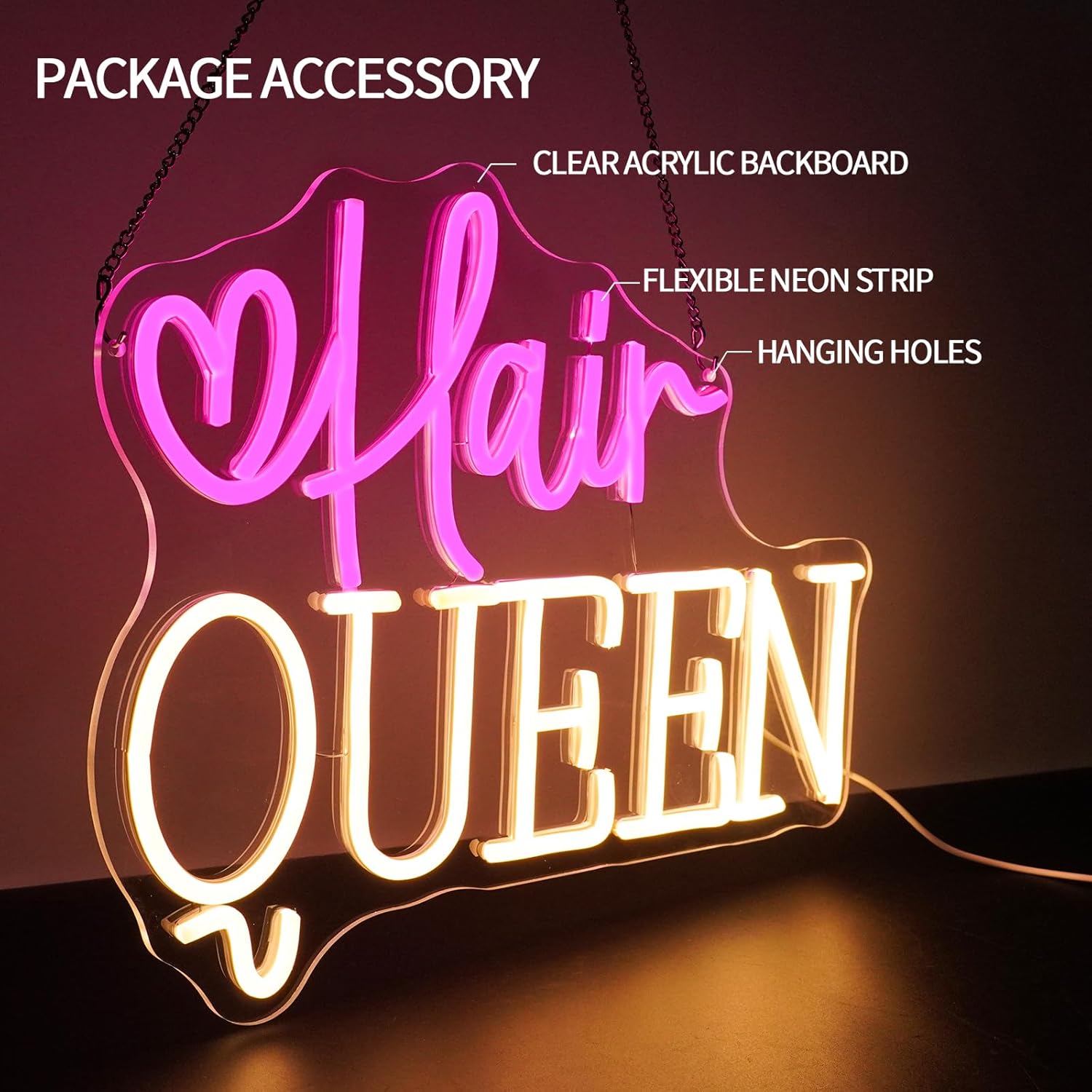 Hair Queen Neon Sign USB Power - Beauty Queen Makeup Studio reseña y precio