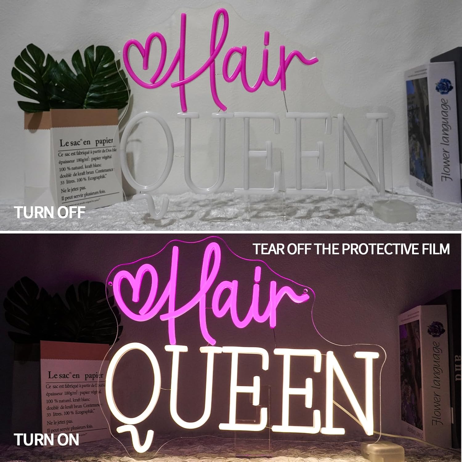 Hair Queen Neon Sign USB Power - Beauty Queen Makeup Studio reseña y precio