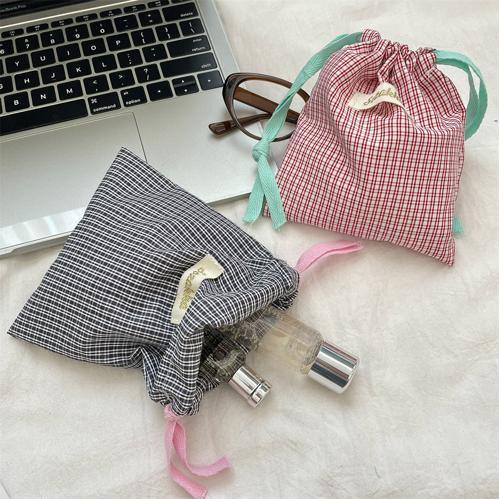New Plaid Storage Drawstring B - Beauty Preservation Makeup Bag reseña y precio