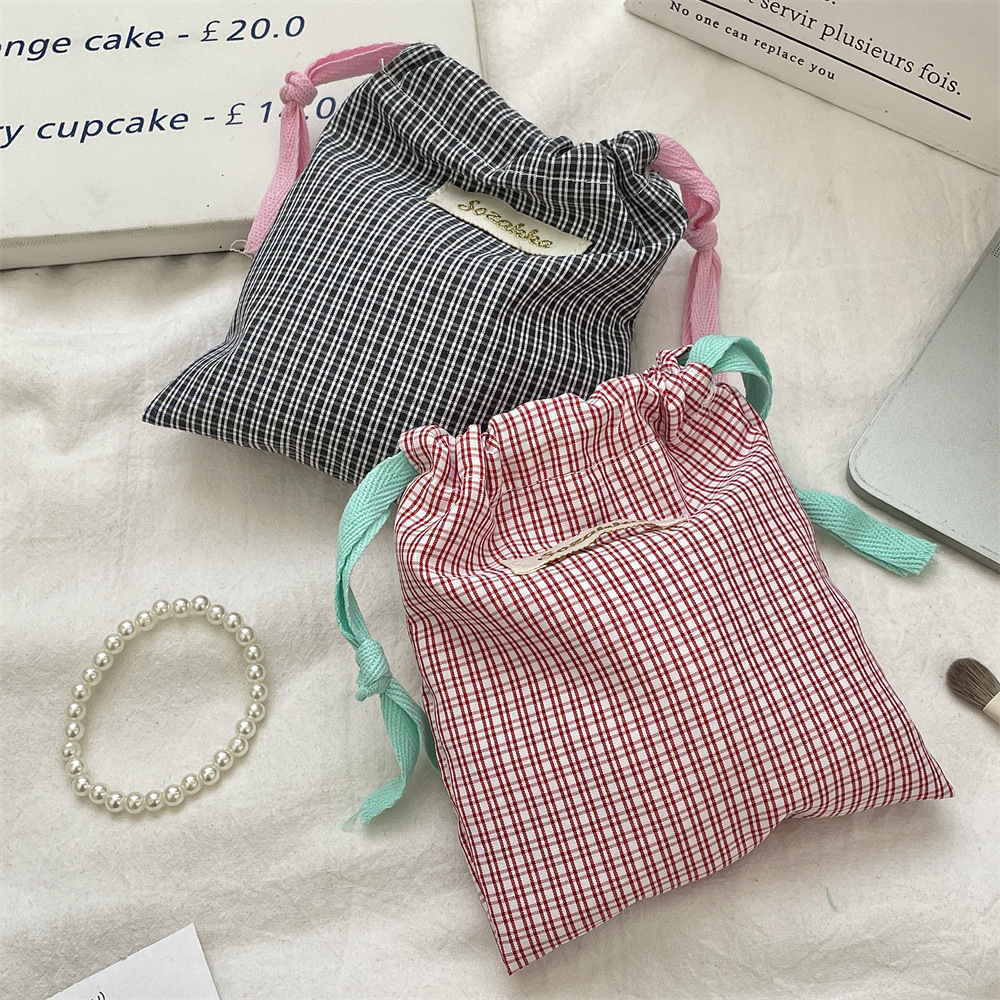 New Plaid Storage Drawstring B - Beauty Preservation Makeup Bag reseña y precio
