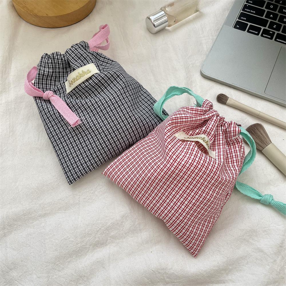 New Plaid Storage Drawstring B - Beauty Preservation Makeup Bag reseña y precio