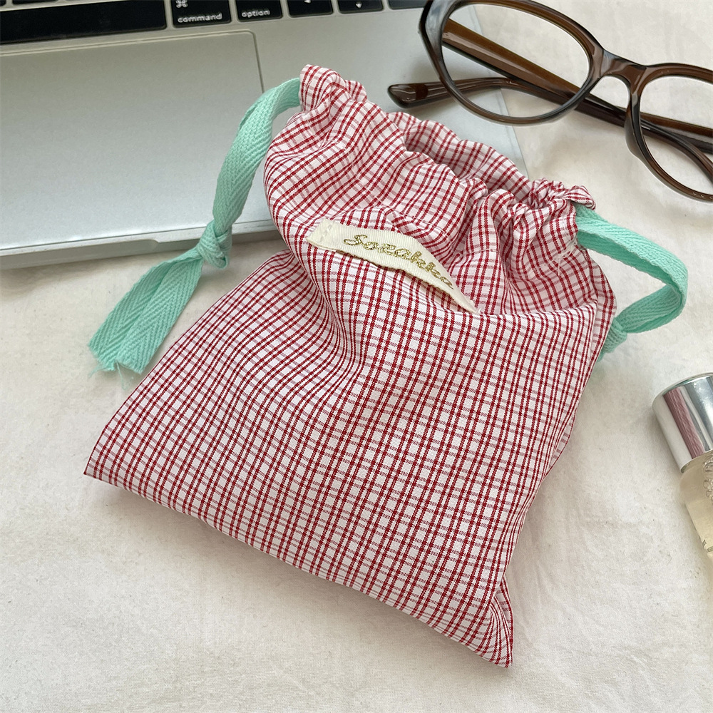 New Plaid Storage Drawstring B - Beauty Preservation Makeup Bag reseña y precio